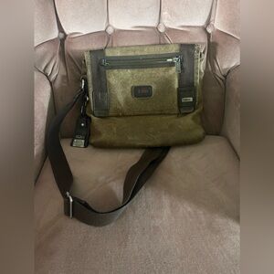 Tumi alpha bravo brown leather messenger bag